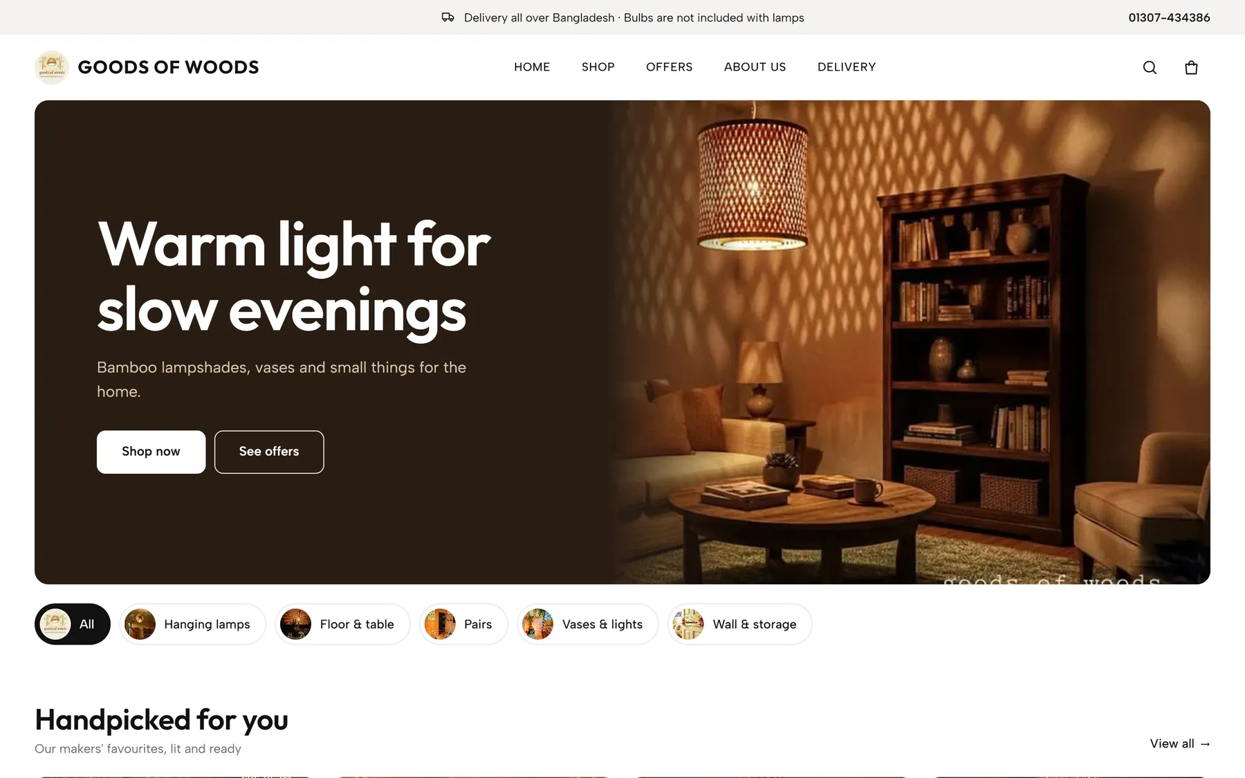 Good's of Wood's: Bamboo lamps from a workshop in Mirpur, built to the owner’s own design.