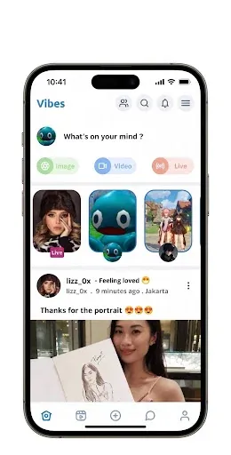Vibes: An all-in-one social app for Android.